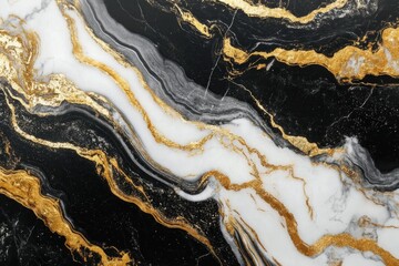 Black and Gold Marble Close Up