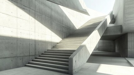 Obraz premium Concrete stair elements in modern architecture reflect contemporary design principles. This perspective view highlights the beauty of concrete stairs, providing ample copy space for creative use.