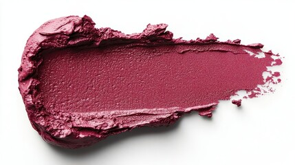 Fototapeta premium luxurious matte pink lipstick swatch elegantly smeared across a pristine white background, showcasing the rich texture and vibrant color in a stylish composition