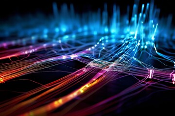fiber optic cablesglowing strands of light creating abstract pat