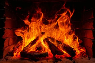 Fototapeta premium fire crackle fire crackling in a fireplace capturing the mesmeri