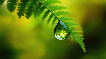 Water Drop on Fern Leaf