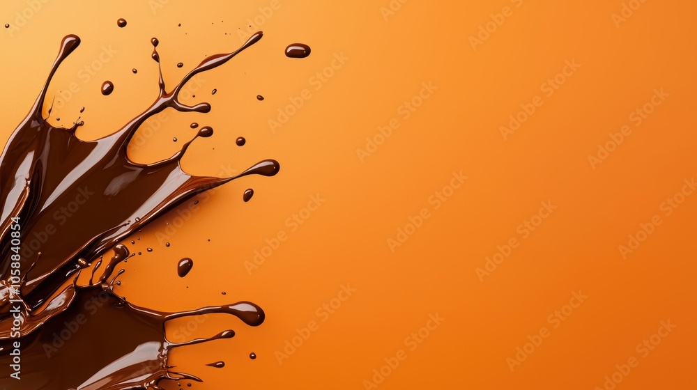 Poster splashing liquid on orange background with numbers
