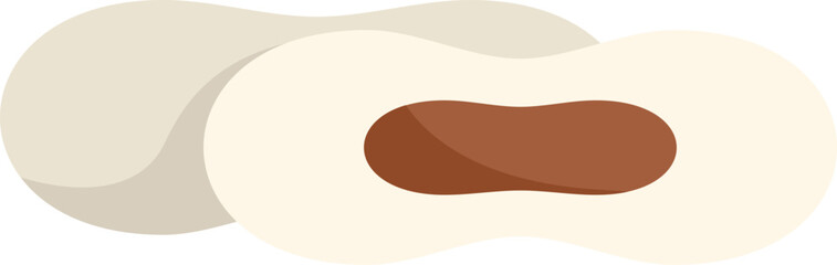 Two peanuts, one of them open showing its seed, isolated on a white background in a simple cartoon style