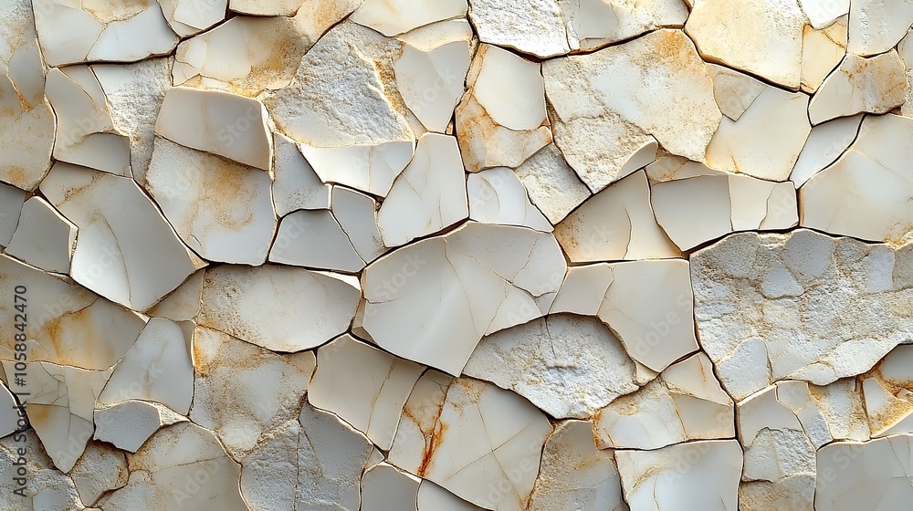 Poster seamless mosaic pattern with beige broken tiles ideal for abstract design