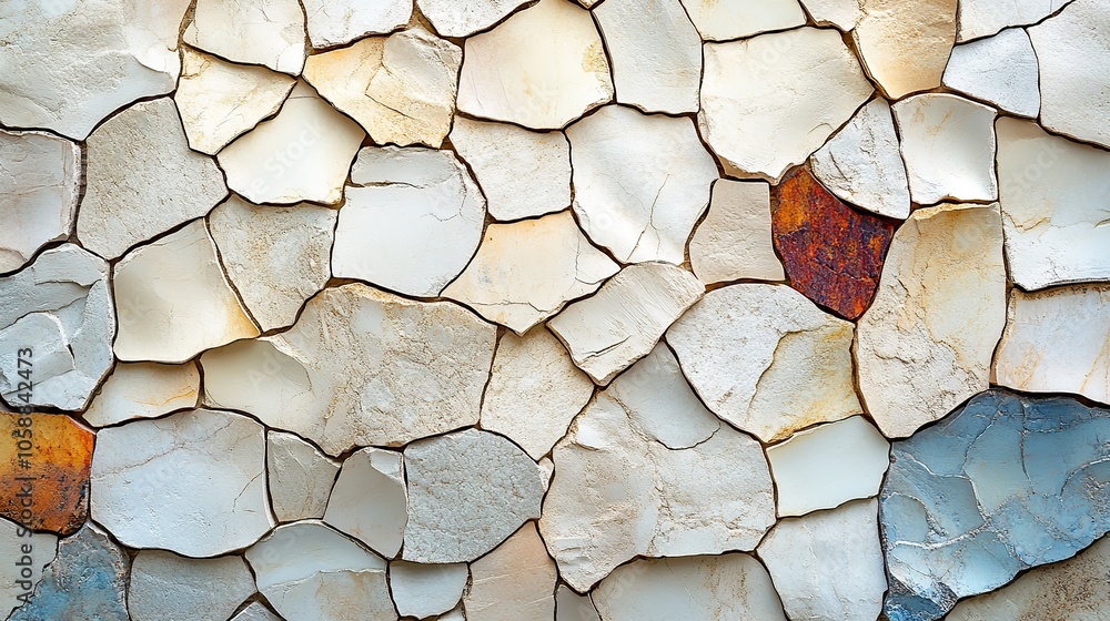 Aufkleber seamless mosaic pattern with beige broken tiles ideal for abstract design