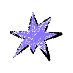 Hand drawn star scribble crayon. Squiggle, scratch doodle kid star isolated. Crayon scratch texture shape children kid naive. Vector illustration