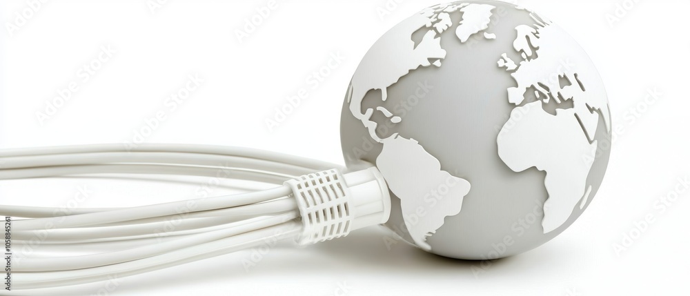 Poster digital globe surrounded by high-speed data lines, representing global communication, internet conne