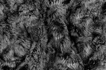 Black wool texture background. grey plush. mohair. fur