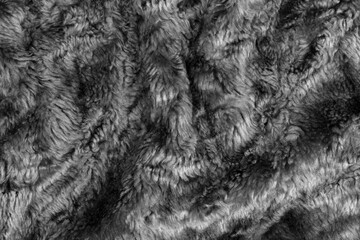 Black wool texture background. grey plush. mohair. fur