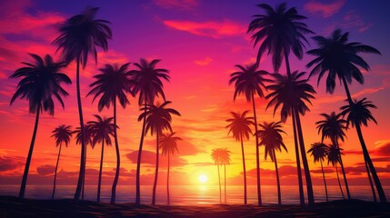 neon 80s palm trees