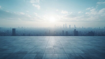 Fototapeta premium Urban Center in Manhattan and Dubai Featuring Pathways, Parking, and Road for Automotive Advertising