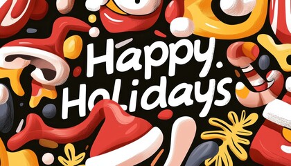 Obraz premium Festive and colorful holiday decorations with joyful message for celebration.