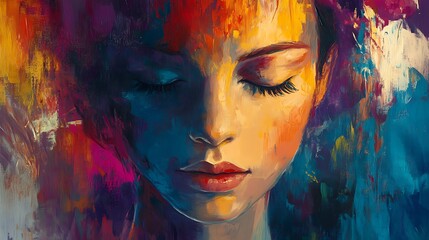 Fototapeta premium abstract painting of a colorful face 