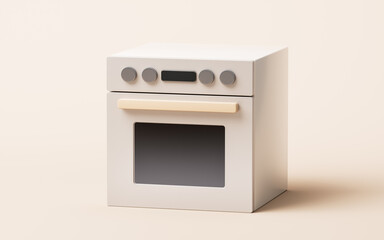 Obraz premium Cartoon style kitchen appliance oven, 3d rendering.