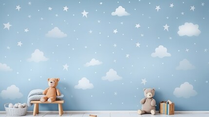 stars light blue wall paper