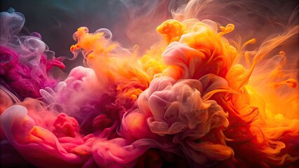 Obraz premium Colorful Pink and Orange Smoke Abstract Shapes in Portrait Photography for Artistic and Visual Inspiration