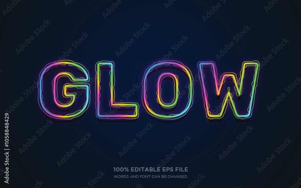 Poster glow line editable text style effect