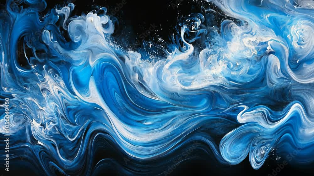 Poster abstract blue and white swirls create a mesmerizing pattern against a dark background
