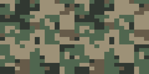 camouflage army pattern seamless vector background, classic khaki texture, forest hunting design