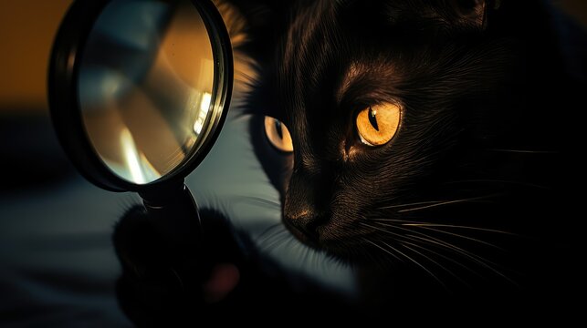 owner cat magnifying glass