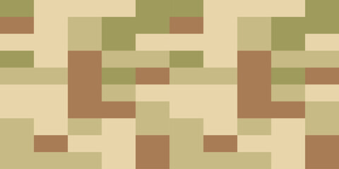 Camouflage Army Pattern Seamless Vector Background, Classic Khaki Texture, Forest Hunting Design. Military Camouflage Suit