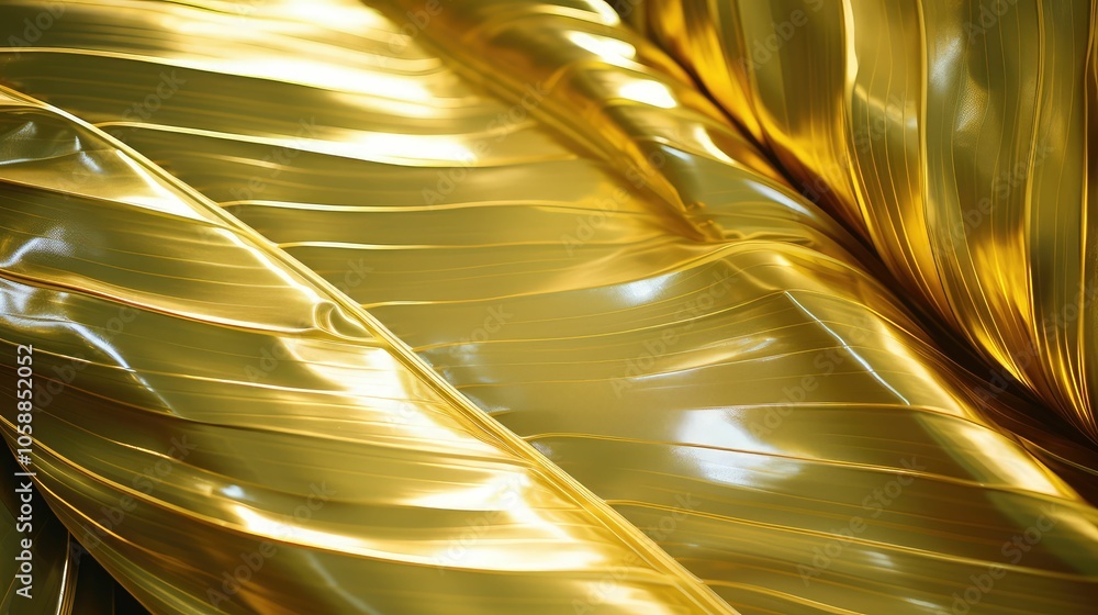 Poster metallic gold banana leaves