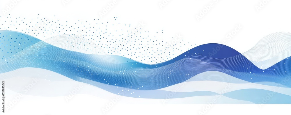 Poster abstract blue wave pattern with scattered dots