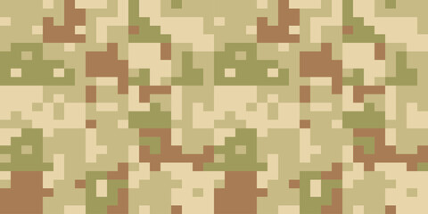 Camouflage Army Pattern Seamless Vector Background, Classic Khaki Texture, Forest Hunting Design. Military Camouflage Jacket