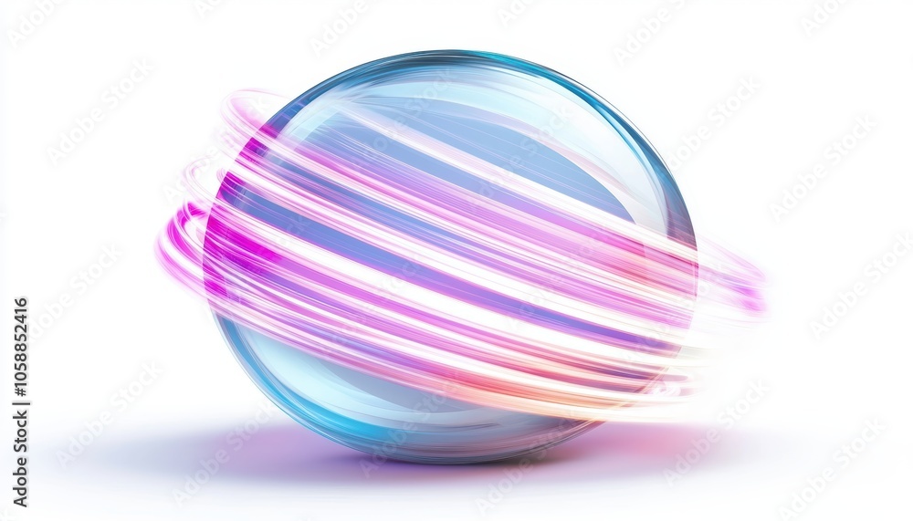 Poster digital globe with high-speed light trails encircling it, symbolizing rapid global connectivity and 