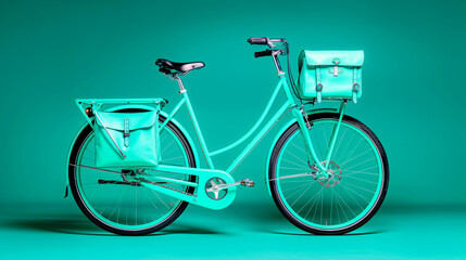 Fototapeta premium revamped vintage telegram messenger green bicycle, period-correct details