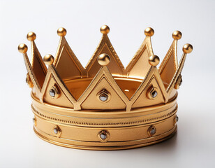 Una corona de rey de carton dorado aislada sobre fondo blanco