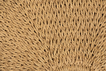Woven straw texture background. Natural woven straw. Wicker cloth. Wooden mat pattern