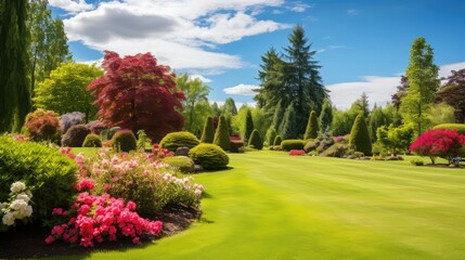 garden lawn with blue sky