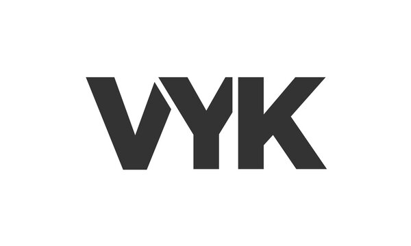VYK logo design template with strong and modern bold text. Initial based vector logotype featuring simple and minimal typography. Trendy company identity.