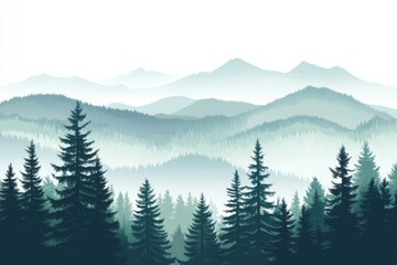 Fototapeta premium Mountain Range with Pine Trees