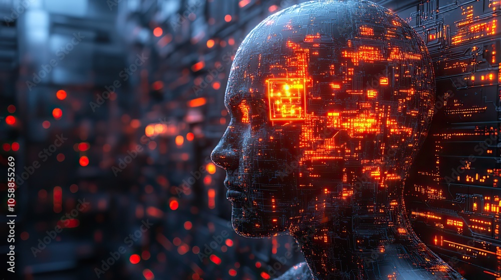 Poster the concept of artificial intelligence and machine learning in business internet technology is repre