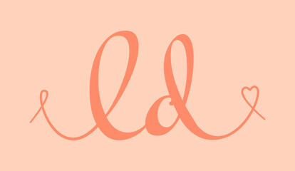 LD initial wedding monogram calligraphy vector illustration. Hand drawn lettering l and d love logo design for valentines day poster, greeting card