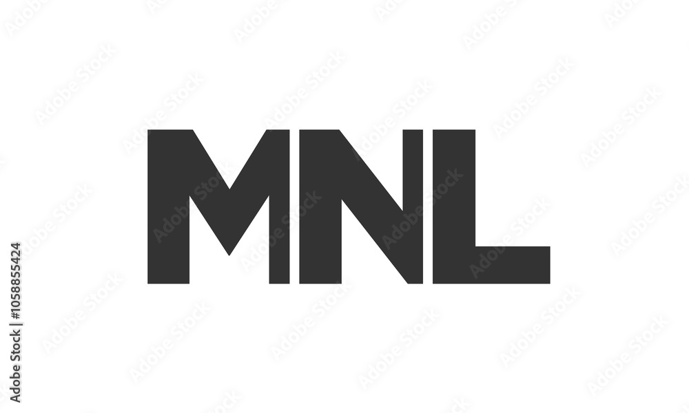 Poster mnl logo design template with strong and modern bold text. initial based vector logotype featuring s