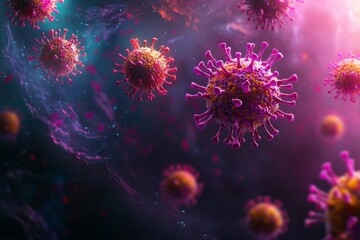 Close-up of corona virus cell particle under microscope