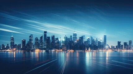 Fototapeta premium skyline blurry background blue