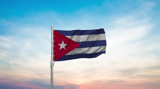 Cuba a Flag waving background sky Cloud