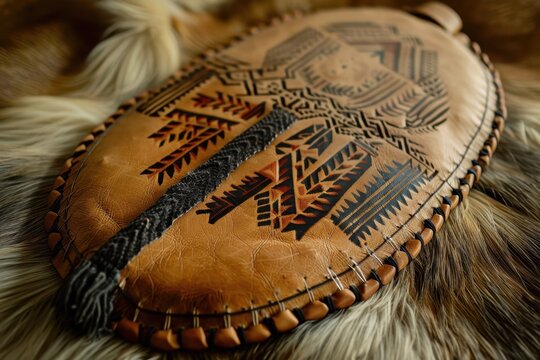 Authentic Hutsul drymba on deer hide