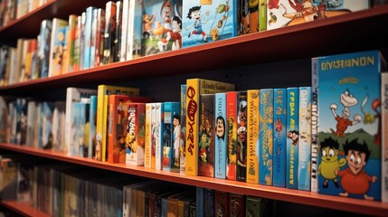 Obraz premium covers cartoon books on shelf