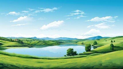 Obraz premium tranquil green and blue graphics