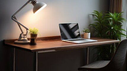 modern desk with laptop