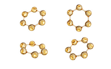 Golden molecules with biological and chemical concept, 3d rendering.