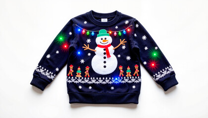 Light-Up Snowman Christmas Sweater with Colorful Lights