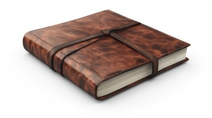 Obraz premium A worn leather-bound journal with a leather strap closure, perfect for preserving memories or secret thoughts.