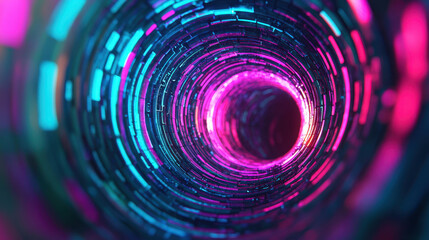 Obraz premium vibrant abstract tunnel with glowing neon colors and patterns